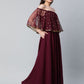 Ahalyaa Women Wine Colour Crepe & Net Gold Printed Dress | Swadesiicart