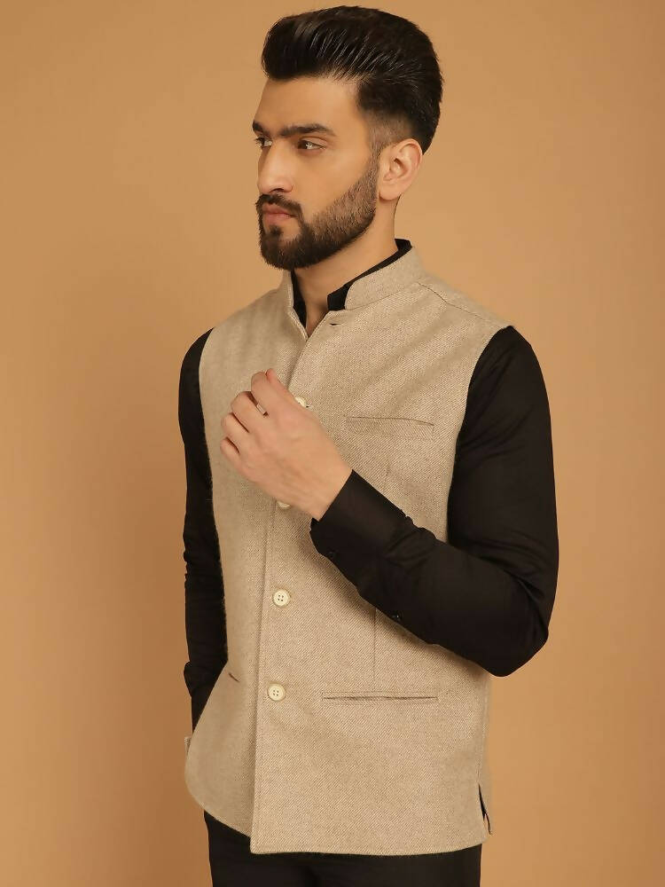 Even Apparels Pure Wool Nehru Jacket - Off White | Swadesiicart