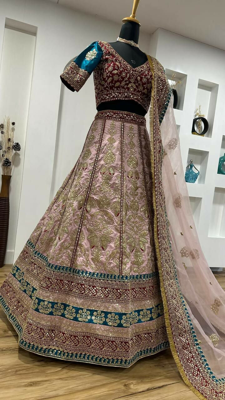 Jyoti Fashion Women's Cream Mulberry Silk Sequins with Dori & Thread Embroidered Designer Lehenga Choli Set | Swadesiicart