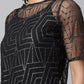 Ahalyaa Womens Black Crepe & Net Glitter Print Jumpsuit - Swadesiicart