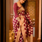 DEIANA'S Beautiful Designer Golden zari Soft Lichi Silk Saree - Maroon - Swadesiicart