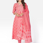 NOZ2TOZ Women Pink Anarkali Cotton Kurta With Pant & Dupatta (3pcs Set) - Noz2Toz