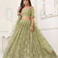 Aastha Fashion Pista Green Butterfly Net Tone To Tone Thread Work, Sequence Work And Original Mirror Work Embroidery Wedding Wear Lehenga Choli
