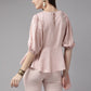 Ahalyaa Women Pink Rayon Gold Foil Print Tunic | Swadesiicart