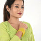 Afast Shining Yellow Glass Party, Wedding, Daily Use Bangle Set, Pack Of 12 - Swadesiicart