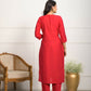 Festive Wear Ethnic Red Viscose Chanderi Stitched Suit With Dupatta - Tanisha | Swadesiicart