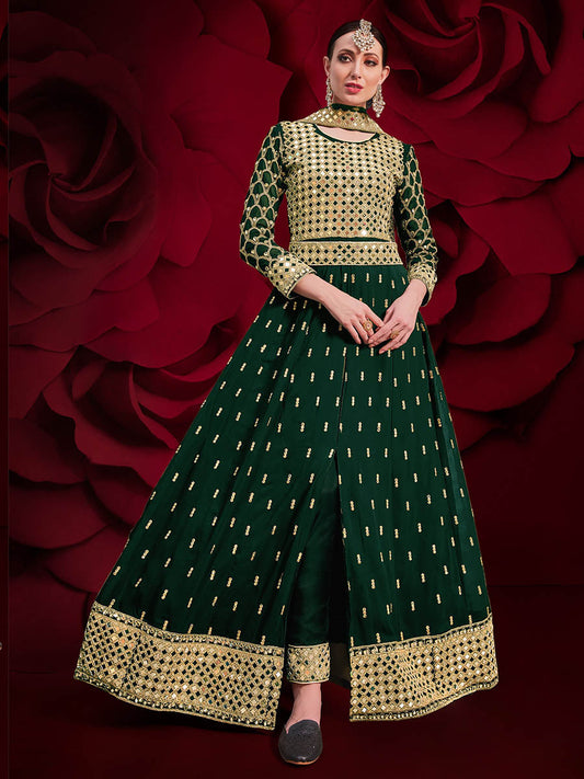 Myra Green Heavy Embroidered Pant Style Anarkali Suit | Swadesiicart