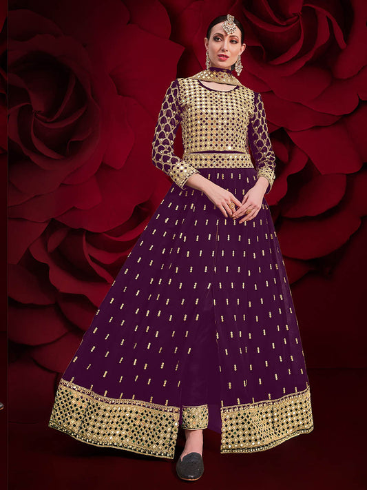 Myra Violet Heavy Embroidered Pant Style Anarkali Suit | Swadesiicart