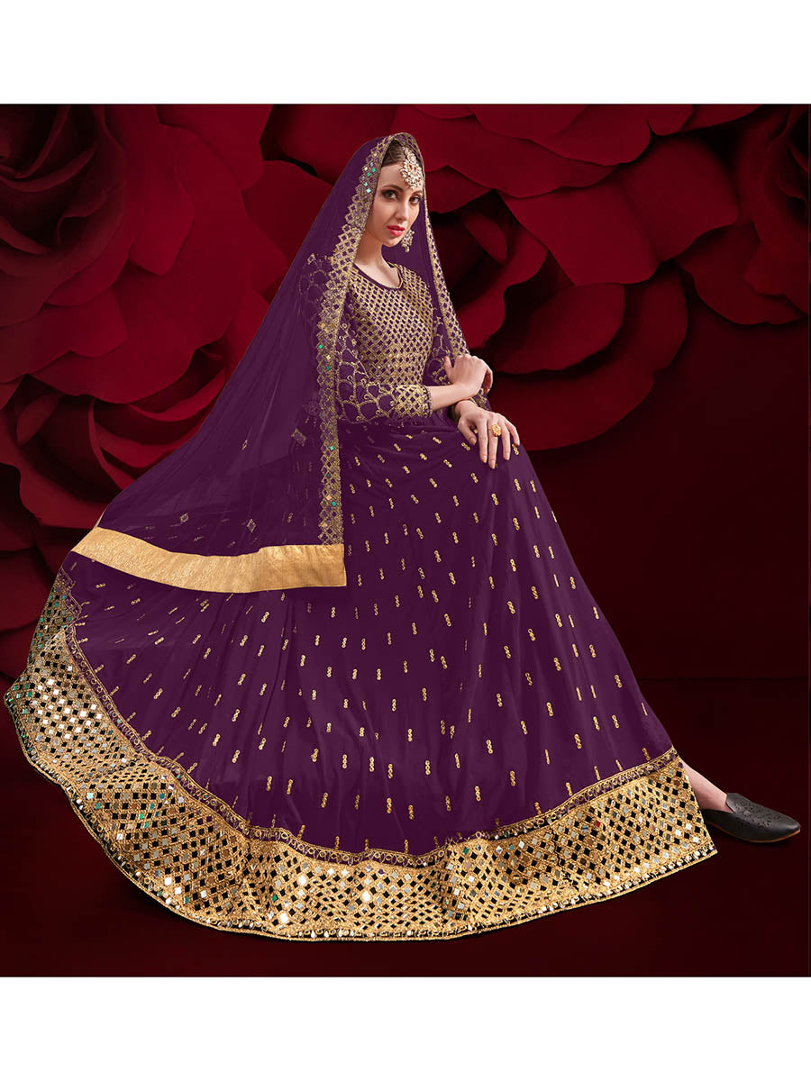 Myra Violet Heavy Embroidered Pant Style Anarkali Suit | Swadesiicart