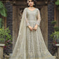 Myra Dusty Grey Butterfly Net Heavy Embroidered Designer Anarkali Suit | Swadesiicart