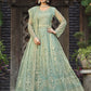 Myra Dusty Pista Butterfly Net Heavy Embroidered Designer Anarkali Suit | Swadesiicart