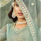 Myra Dusty Pista Butterfly Net Heavy Embroidered Designer Anarkali Suit | Swadesiicart