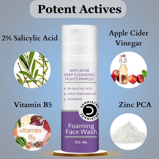 Dermistry 2% Salicylic Acid Anti Acne Oil Control Pimples Remover Foaming Face Wash - Swadesiicart