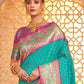 Anaita Sea Green Silk Saree With Blouse Piece