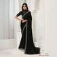 Black Crepe Satin Silk Sequence & Handwork Saree With Unstitched Blouse - Norita Saanjh