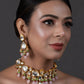 Peryl Women's Handcrafted Kundan Pastel Beaded Necklace With Earrings - Swadesiicart
