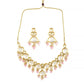 Peryl Women's Pearl & Pink Beaded Gold Tone Kundan Inspired Necklace With Earrings - Swadesiicart