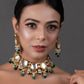 Peryl Women's Green Gold Toned Handcrafted Kundan Necklace Set - Noz2Toz