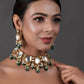 Peryl Women's Green Gold Toned Handcrafted Kundan Necklace Set - Swadesiicart
