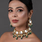 Peryl Women's Green Gold Toned Handcrafted Kundan Necklace Set - Swadesiicart