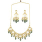 Peryl Women's Green Gold Toned Handcrafted Kundan Necklace Set - Swadesiicart
