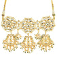 Peryl Women's Kundan Inspired Pearl Necklace With Earrings - Swadesiicart