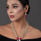 Peryl Women's Ruby Beaded Kundan Necklace With Earrings - Swadesiicart