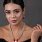 Peryl Women's Ruby Beaded Kundan Necklace With Earrings - Noz2Toz