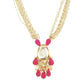 Peryl Women's Ruby Beaded Kundan Necklace With Earrings - Swadesiicart