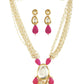 Peryl Women's Ruby Beaded Kundan Necklace With Earrings - Swadesiicart