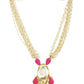 Peryl Women's Ruby Beaded Kundan Necklace With Earrings - Swadesiicart