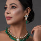 Peryl Women's Emerald Beaded Gold Toned Kundan Inspired Necklace With Earrings - Swadesiicart
