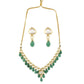 Peryl Women's Emerald Beaded Gold Toned Kundan Inspired Necklace With Earrings - Swadesiicart