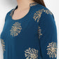 Janasya Teal Poly Crepe Gold Print Set | Swadesiicart