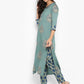 Janasya Turquoise Green Rayon Foil Print Set | Swadesiicart