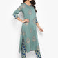 Janasya Turquoise Green Rayon Foil Print Set | Swadesiicart