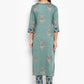 Janasya Turquoise Green Rayon Foil Print Set | Swadesiicart