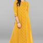 Janasya Women's Mustard Cotton Embroidered Kurta With Palazzo | Swadesiicart