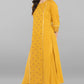 Janasya Women's Mustard Cotton Embroidered Kurta With Palazzo | Swadesiicart
