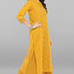 Janasya Women's Mustard Cotton Embroidered Kurta With Palazzo | Swadesiicart