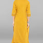 Janasya Women's Mustard Cotton Embroidered Kurta With Palazzo | Swadesiicart