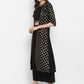 Janasya Black Poly Crepe Gold Print Set | Swadesiicart