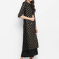 Janasya Black Poly Crepe Gold Print Set | Swadesiicart