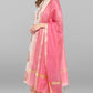 Janasya Women's Lilac Cotton Block Print Kurta With Palazzo And Dupatta | Swadesiicart