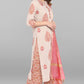 Janasya Women's Lilac Cotton Block Print Kurta With Palazzo And Dupatta | Swadesiicart