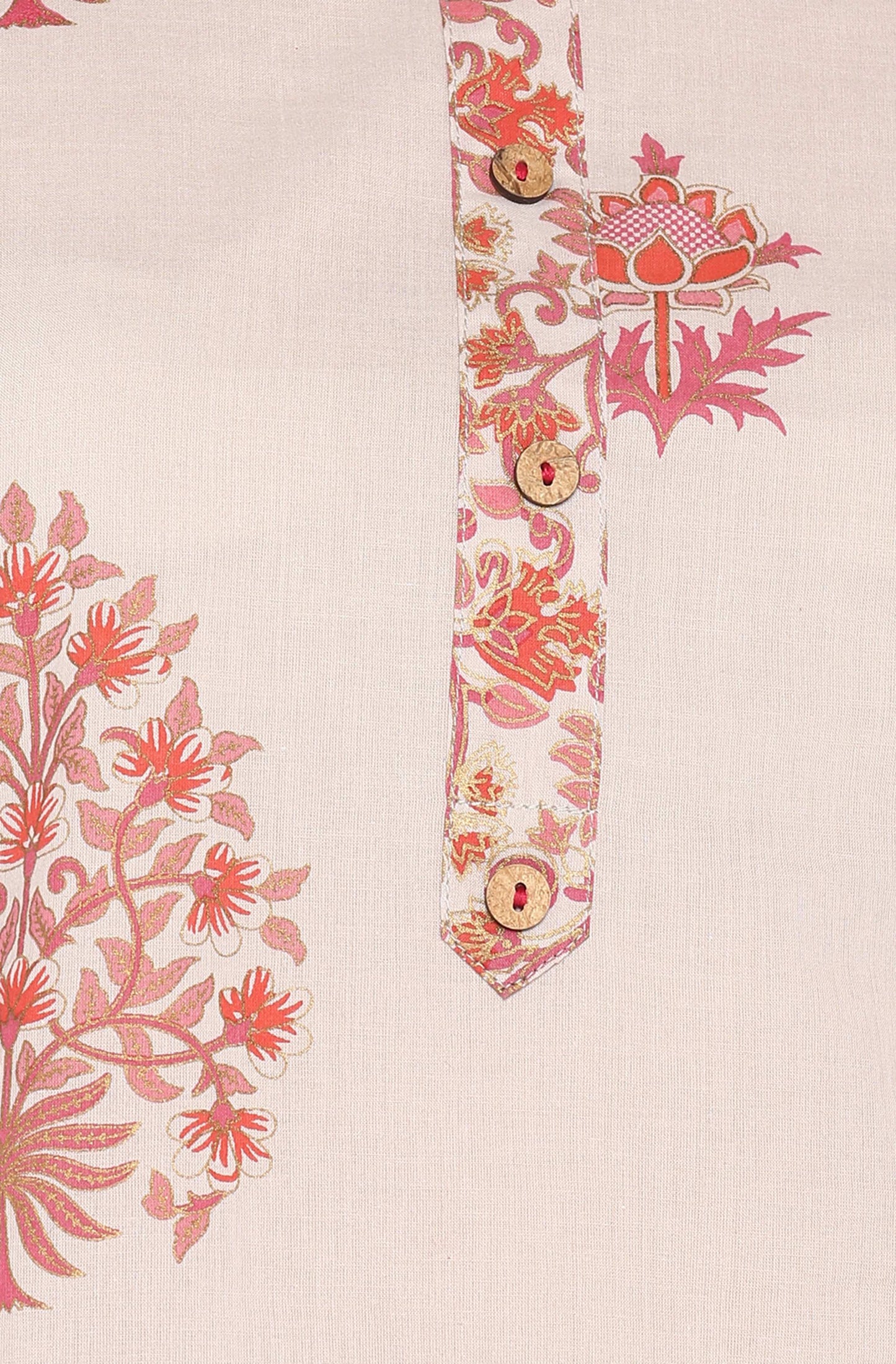 Janasya Women's Lilac Cotton Block Print Kurta With Palazzo And Dupatta | Swadesiicart