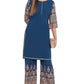 Janasya Teal Poly Crepe Printed Set | Swadesiicart