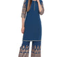 Janasya Teal Poly Crepe Printed Set | Swadesiicart