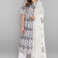 Janasya Women's White Cotton Botanical Print Kurta With Palazzo And Dupatta | Swadesiicart