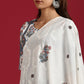 Janasya Women's White Cotton Botanical Print Kurta With Palazzo And Dupatta | Swadesiicart